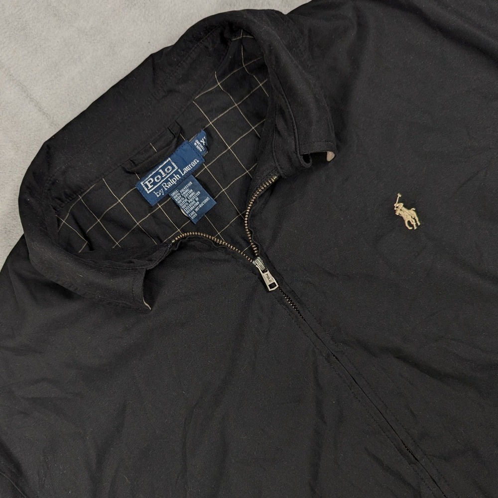 Polo Ralph Lauren Mens XL Black Harrington Jacket Full Zip Windbreaker Pony Logo